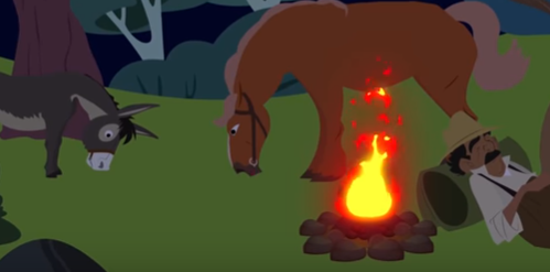 قصص اطفال مكتوبة هادفة : الحمار والحصان المخادع