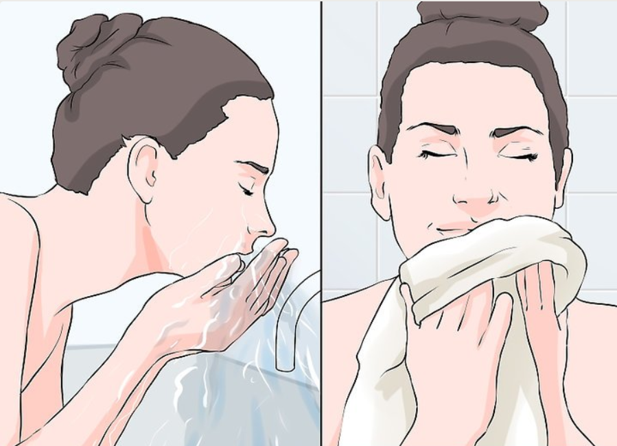 كيفية تقشير وتبخير واستخدام أقنعة الوجه - الطريقة الأولى : تطهير و تقشير وجهك - اغسل وجهك بالماء واتركها حتى تجف
