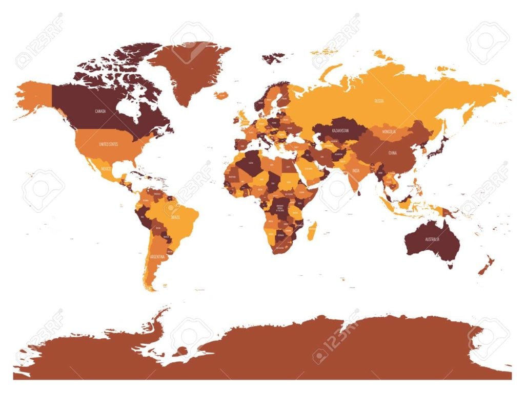 خريطة العالم صماء ملونة 3