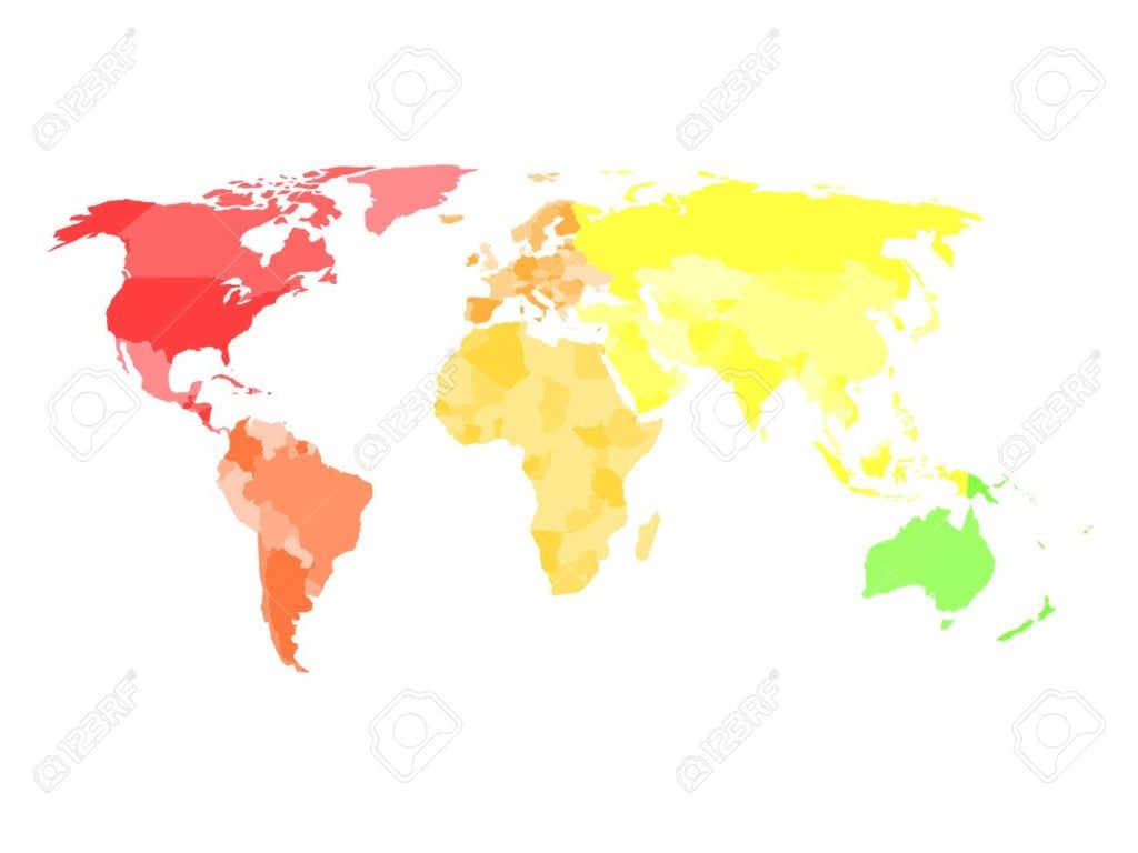 خريطة العالم صماء ملونة 7