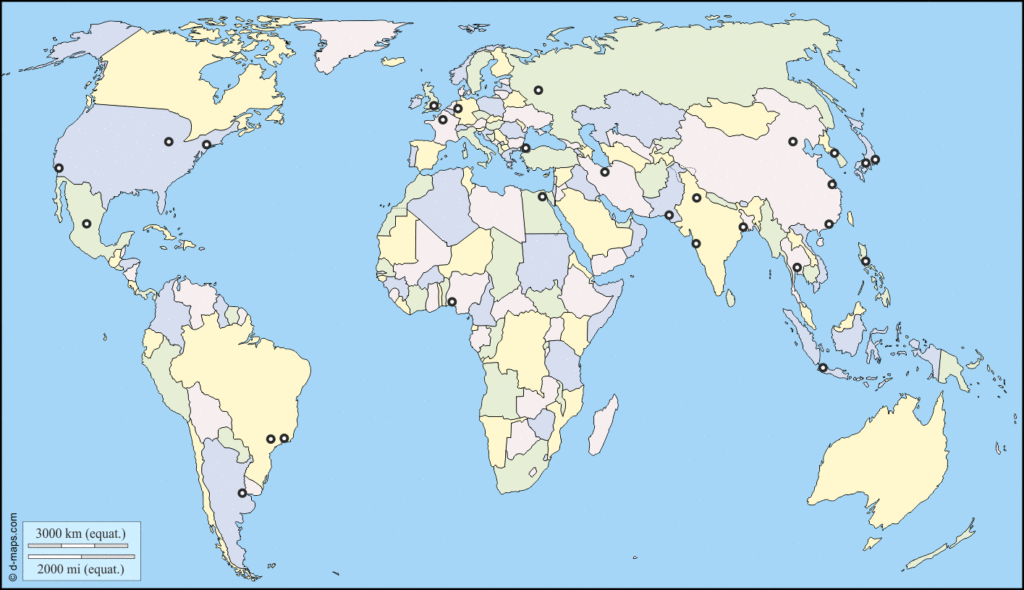 خريطة العالم صماء ملونة 4