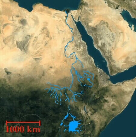خريطة نهر النيل من المنبع إلى المصب1