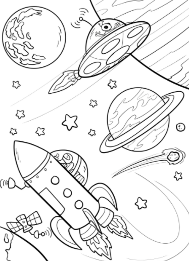 رسومات للتلوين عن الفضاء 4