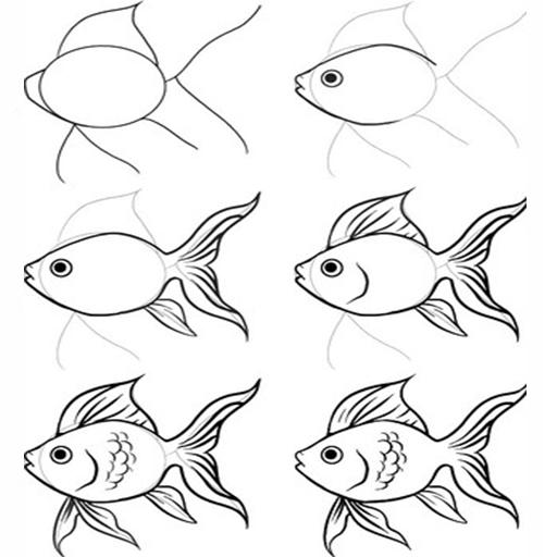 رسومات تلوين حوت - رسم سمكة 4