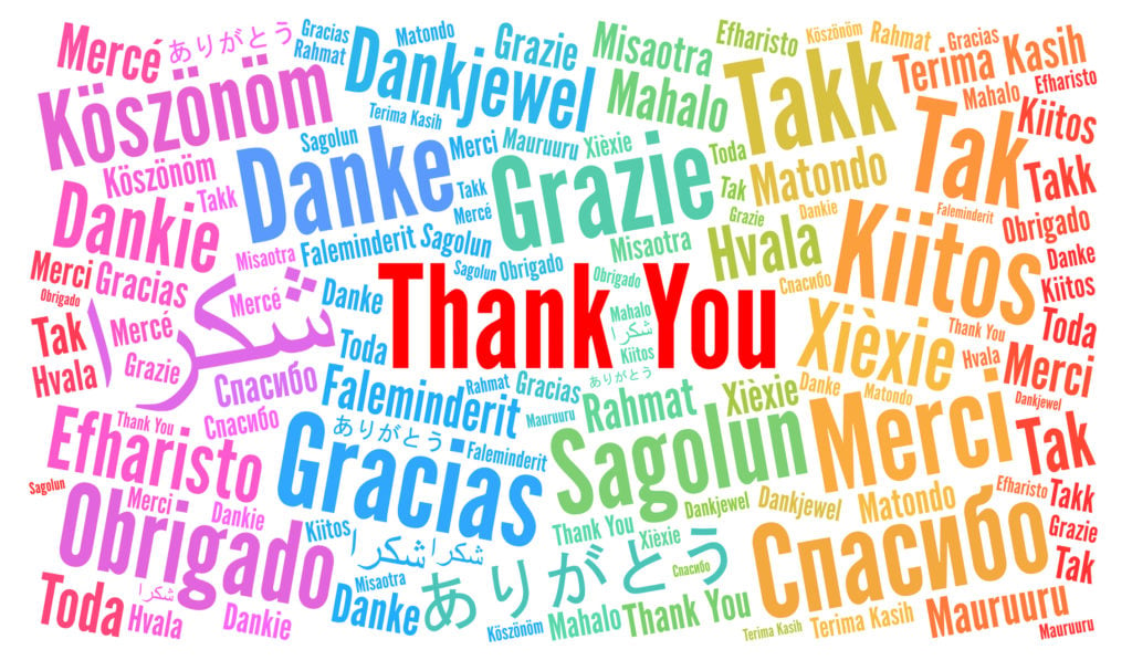  شكرا بعدة لغات 