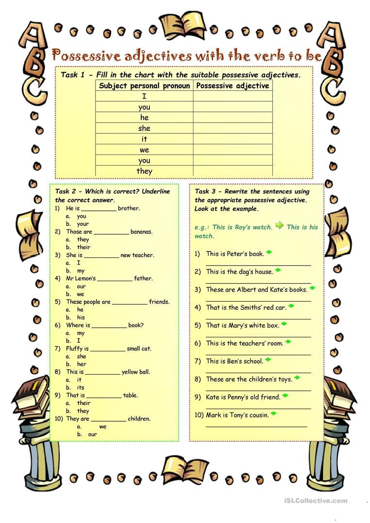 Adjective Pronouns Worksheet