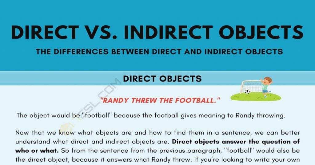 امثلة على قاعدة direct and indirect object