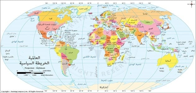 خريطة العالم مع اسماء الدول 2