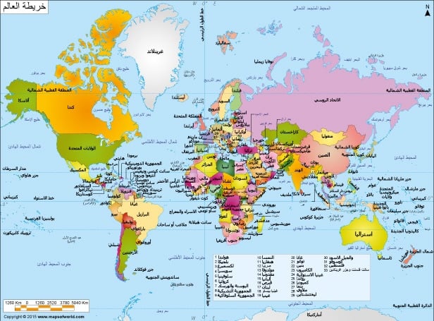 خريطة العالم مع اسماء الدول1