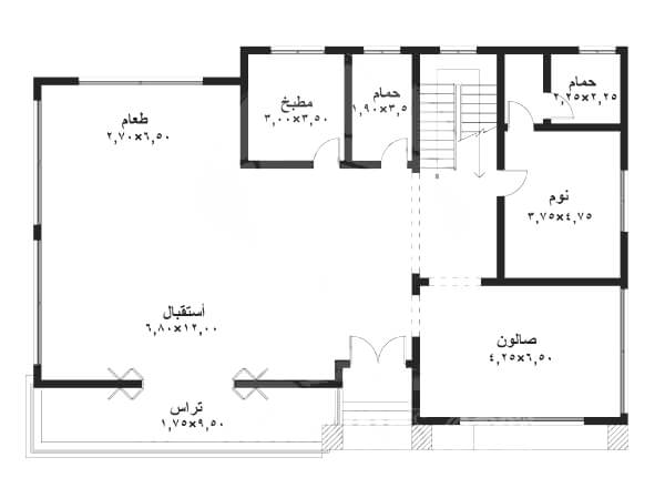 مخطط دور ارضي 5 غرف 3