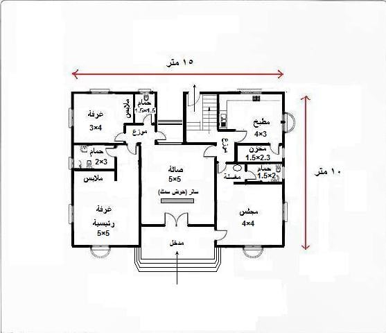 مخطط منزل 150 متر واجهة واحدة3