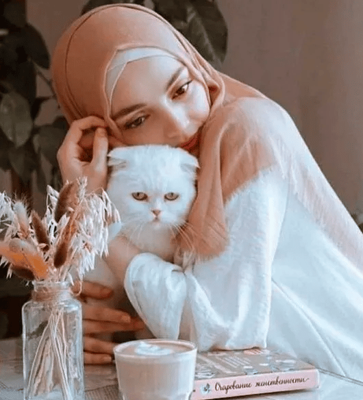 رمزيات بنات محجبات مع قطط 1
