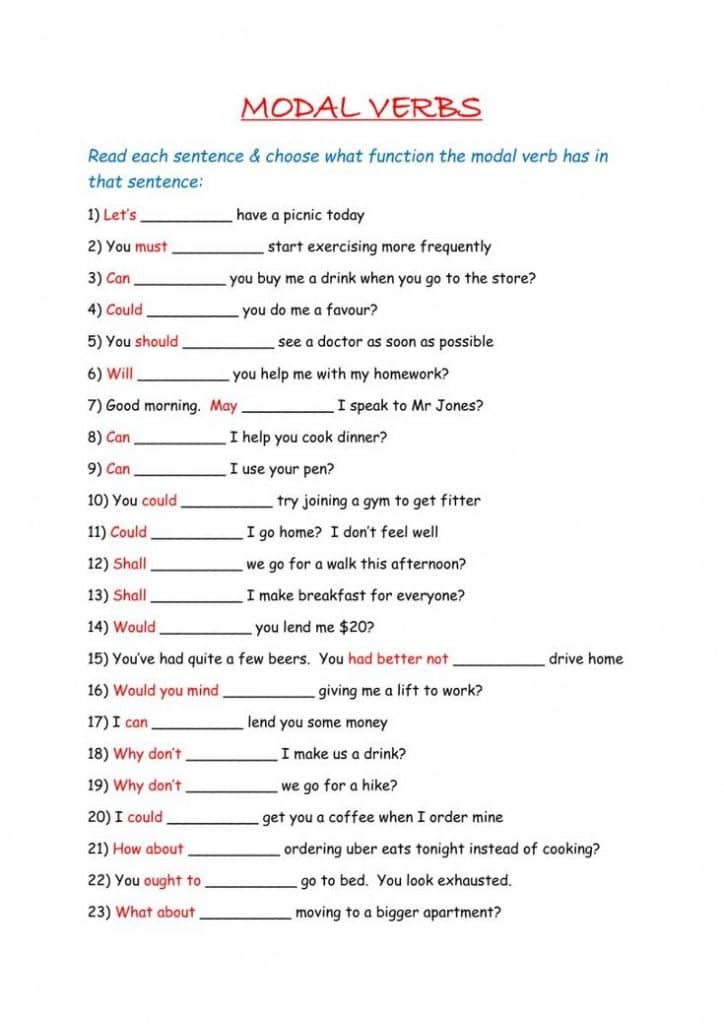 اختبار على Modal verbs