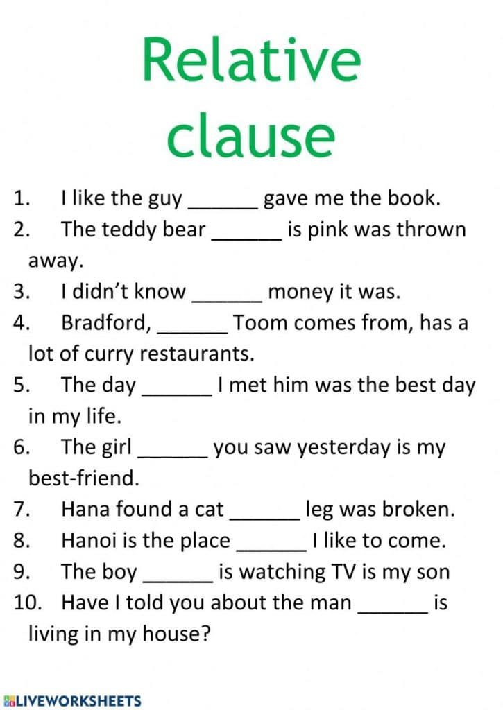 تدريبات على relative clauses