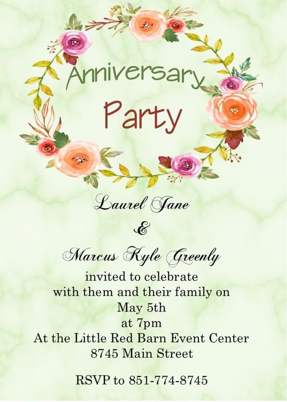 anniversary party invitation message