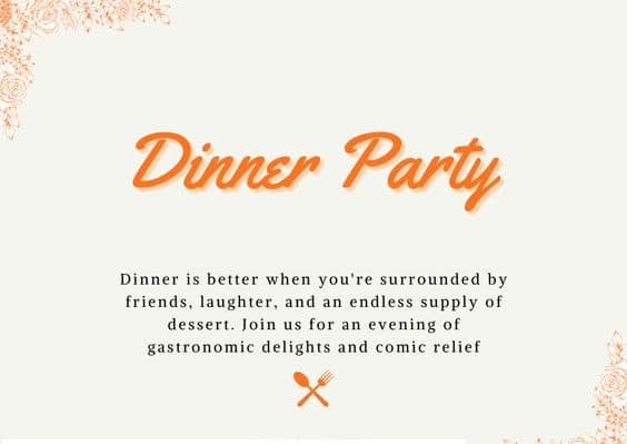 dinner party invitation message