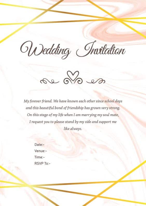 invitation message for wedding to friends