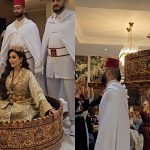 لجين عمران تخطف الأنظار بالقفطان المغربي وهي فوق العمارية كالعروس .. فيديو